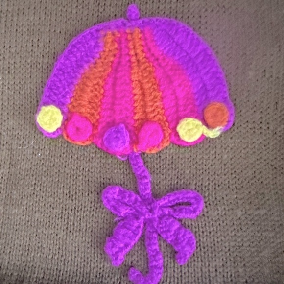 70s Knit Cropped Vest w Crocheted Umbrella ONE OF A KIND - Picture 4 of 7